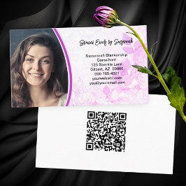 Tarjeta De Visita Personalizado de fondo floral rosa profesional