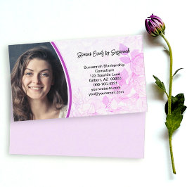 Tarjeta De Visita Personalizado de fondo floral rosa profesional