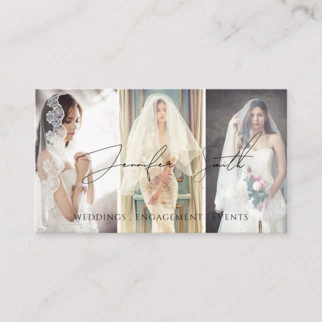 Tarjeta De Visita Personalizado de fotografía con guión elegante (Anverso)