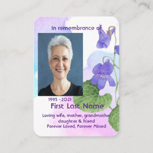 Tarjeta De Visita Personalizado de fotografía conmemorativa Flor de 