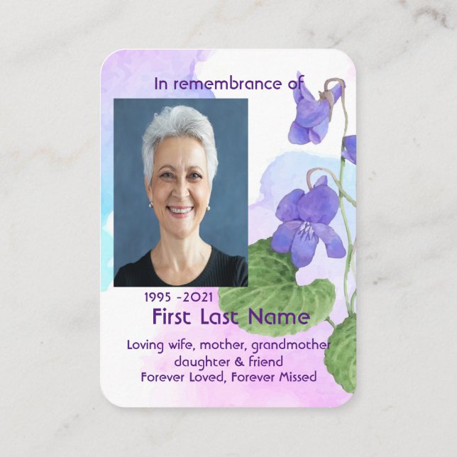 Tarjeta De Visita Personalizado de fotografía conmemorativa Flor de  (Reverso)