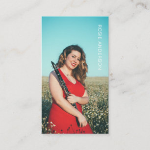 Tarjeta De Visita Personalizado de fotografía músico QR Code Borgoña