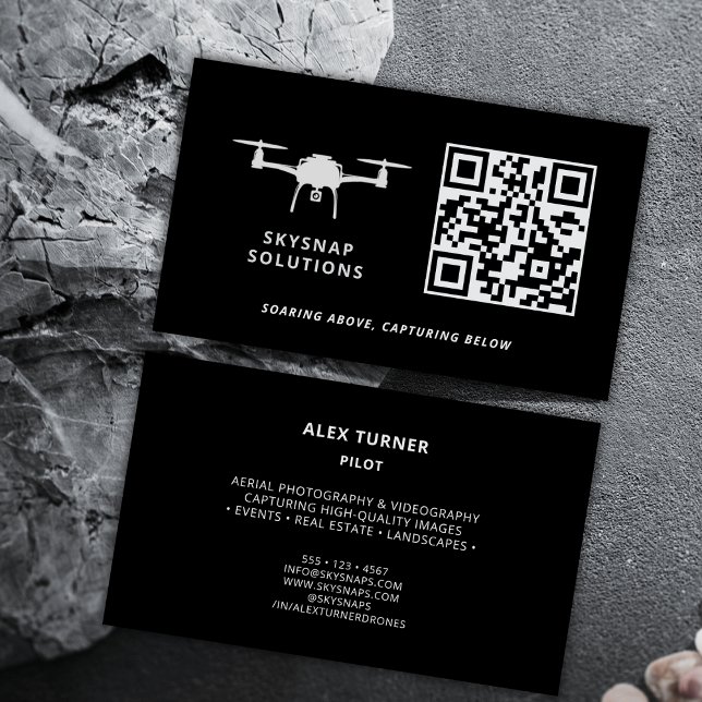 Tarjeta De Visita Personalizado de fotografía piloto de drones logot (Drone logo can be replaced with your business logo or kept as is.)