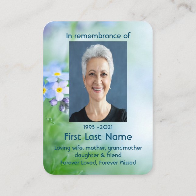 Tarjeta De Visita Personalizado de fotos conmemorativas de flores no (Reverso)