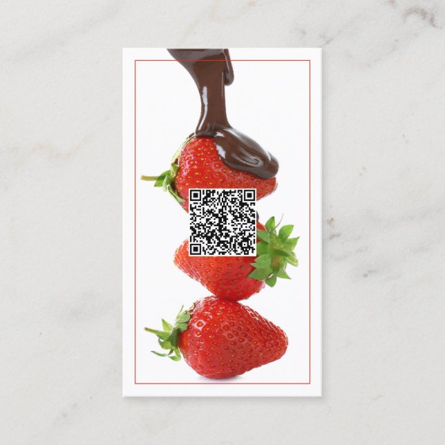 Tarjeta De Visita Personalizado de fresas de chocolate QR (Anverso)