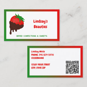 Tarjeta De Visita personalizado de fresas de chocolate 🍓 QR