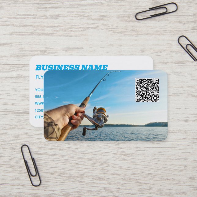 Tarjeta De Visita Personalizado de guía de pesca QR (Anverso/Reverso In Situ)