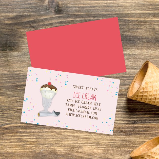 Tarjeta De Visita Personalizado De Helado Cute Cream (Classic Ice Cream Sundae Business card template. )
