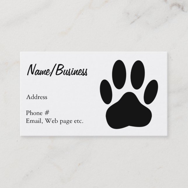 Tarjeta De Visita Personalizado de impresión de pastas de perro negr (Anverso)