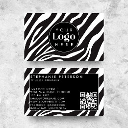 Tarjeta De Visita Personalizado de impresión Zebra de moda Código QR