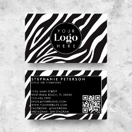 Tarjeta De Visita Personalizado de impresión Zebra de moda Código QR