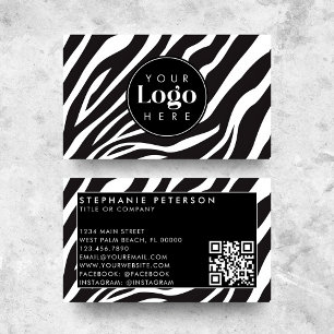 Tarjeta De Visita Personalizado de impresión Zebra de moda Código QR