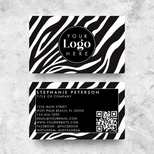 Tarjeta De Visita Personalizado de impresión Zebra de moda Código QR (Subido por el creador)