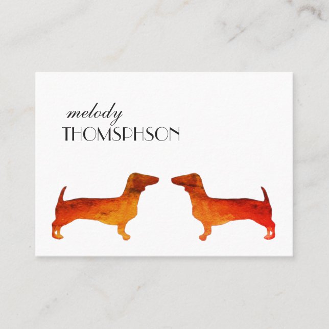 Tarjeta De Visita Personalizado de la acuarela del Dachshund (Anverso)