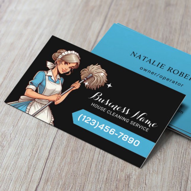 Tarjeta De Visita Personalizado de limpieza de casa Chica Maid Servi (Subido por el creador)