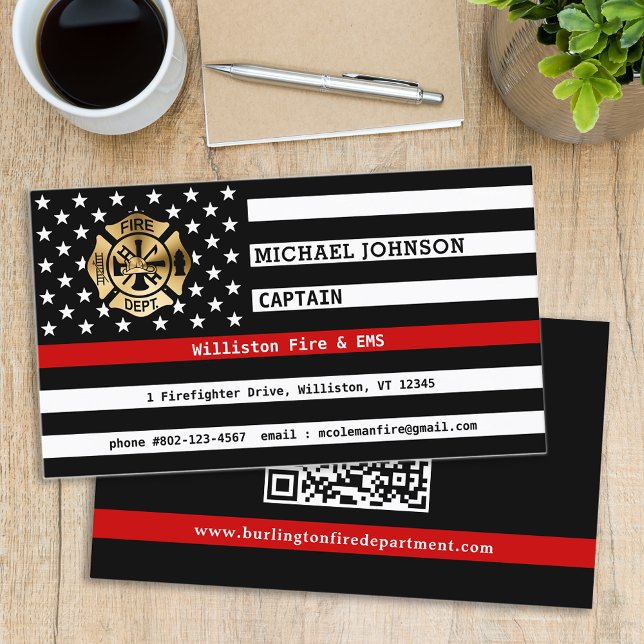 Tarjeta De Visita Personalizado de línea roja delgada Departamento d (Subido por el creador)