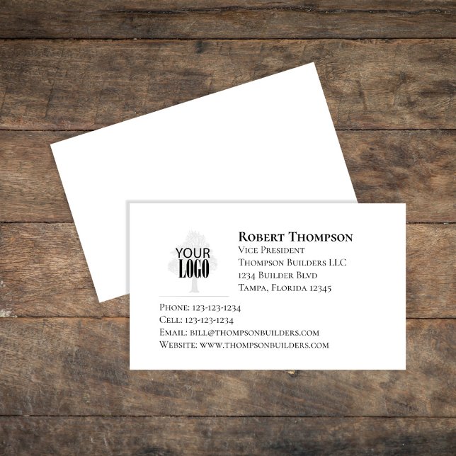 Tarjeta De Visita Personalizado de logotipo profesional simple (Simple add your logo business card)