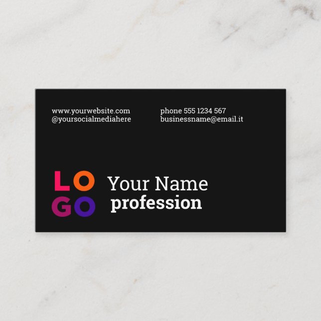 Tarjeta De Visita Personalizado de logotipos de empresas Simple Negr (Anverso)