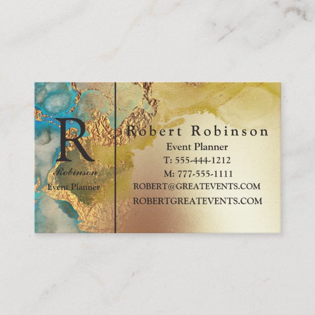 Tarjeta De Visita Personalizado de lujo profesional Blue Gold (Anverso)
