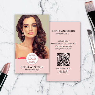 Tarjeta De Visita Personalizado de maquillaje foto foto rosada