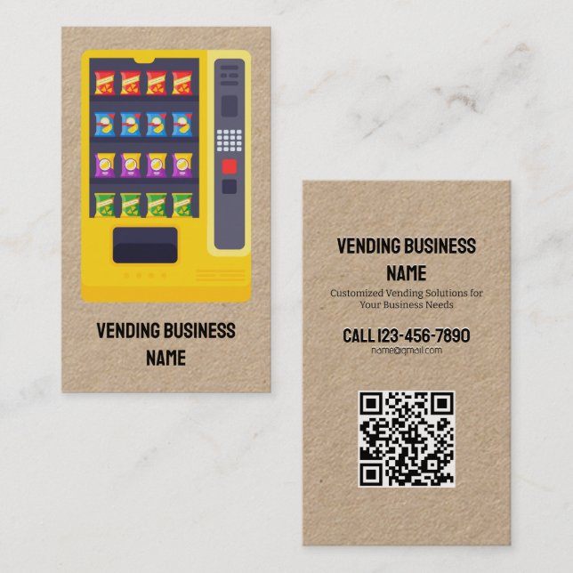 Tarjeta De Visita Personalizado de máquina expendedora QR Kraft (Anverso / Reverso)