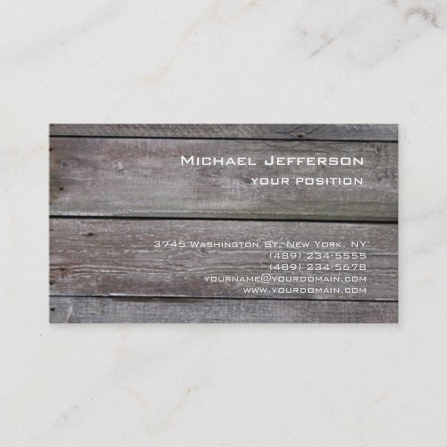 Tarjeta De Visita Personalizado de moda de madera moderna (Anverso)