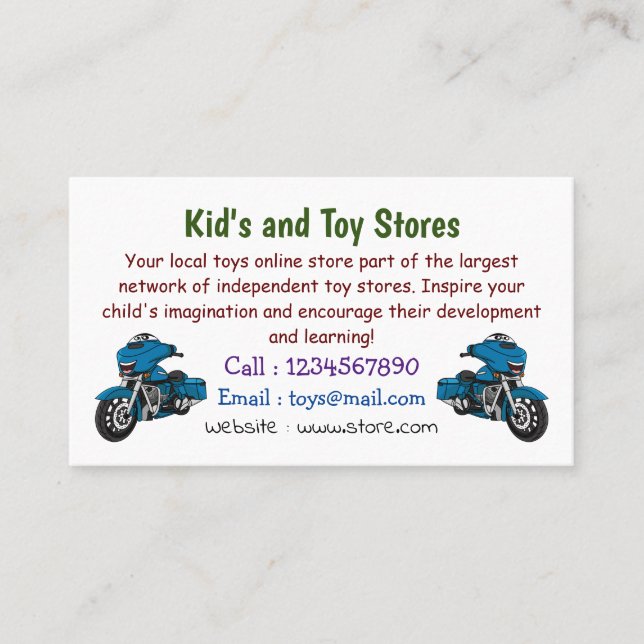 Tarjeta De Visita Personalizado de moto azul feliz (Anverso)