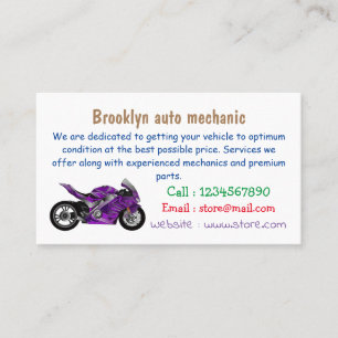 Tarjeta De Visita Personalizado de motocicleta Purple