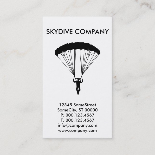 Tarjeta De Visita personalizado de negocios de skydive (Anverso)