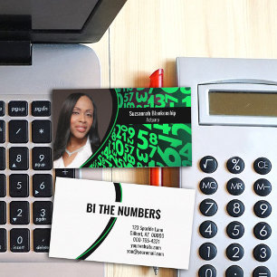 Tarjeta De Visita Personalizado de números negros verdes foto profes
