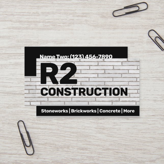 Tarjeta De Visita Personalizado de obras de construcción en piedra d (Anverso/Reverso In Situ)