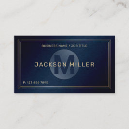 Tarjeta De Visita Personalizado de oro de la marina moderna Monogram