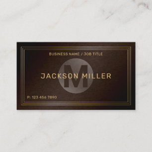 Tarjeta De Visita Personalizado de oro marrón moderno Monograma prof