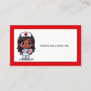Tarjeta De Visita Personalizado de pelo y ojos de enfermera marrones