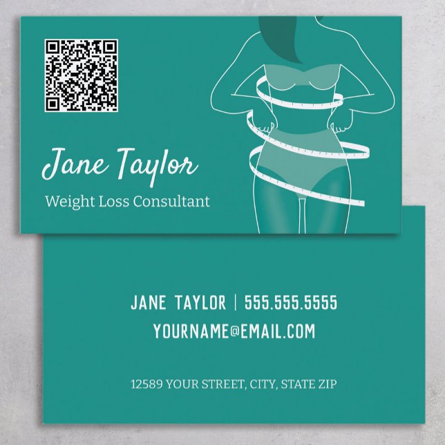 Tarjeta De Visita Personalizado de pérdida de peso QR (Weight Loss Custom QR Business Cards)