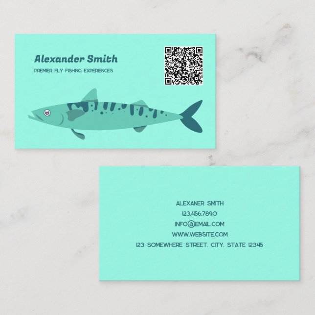Tarjeta De Visita Personalizado de pesca de mosca QR (Anverso / Reverso)