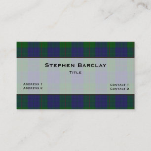 Tarjeta De Visita Personalizado de Plaid Tartán de Barclay Verde y A