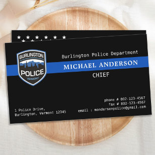Tarjeta De Visita Personalizado de policía de la línea azul delgada