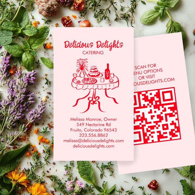 Tarjeta De Visita Personalizado de preparación de alimentos QR para  (Catering Chef Event Planning Food Prep CUSTOM QR Business Card
)