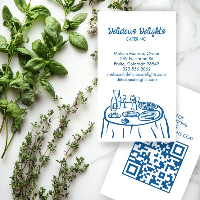 Tarjeta De Visita Personalizado de preparación de alimentos QR para  (Catering Chef Event Planning Food Prep CUSTOM QR Business Card
)