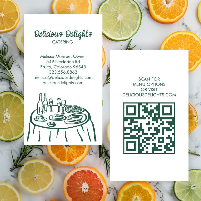 Tarjeta De Visita Personalizado de preparación de alimentos QR para  (Catering Chef Event Planning Food Prep CUSTOM QR Business Card
)