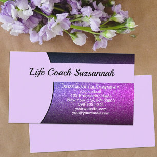 Tarjeta De Visita Personalizado de Purpurina Purple Ombre profesiona