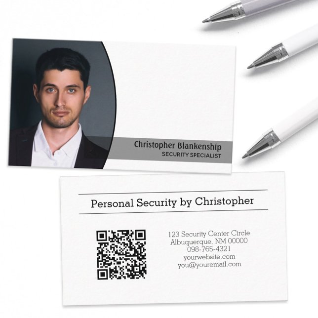 Tarjeta De Visita Personalizado de seguridad personal Oval Photo QR  (Subido por el creador)