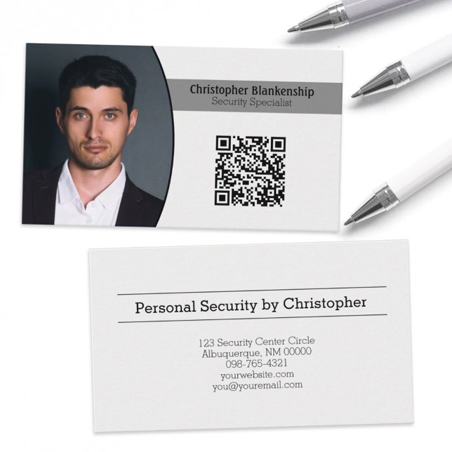 Tarjeta De Visita Personalizado de seguridad personal Oval Photo QR  (Subido por el creador)