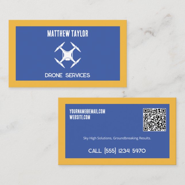 Tarjeta De Visita Personalizado de servicio de drones QR (Anverso / Reverso)
