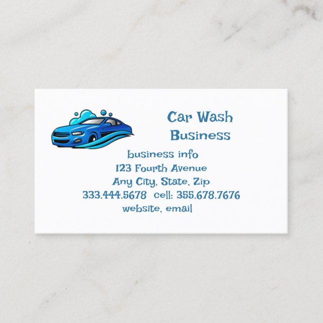Tarjeta De Visita Personalizado de servicio de limpieza de coches (Anverso)