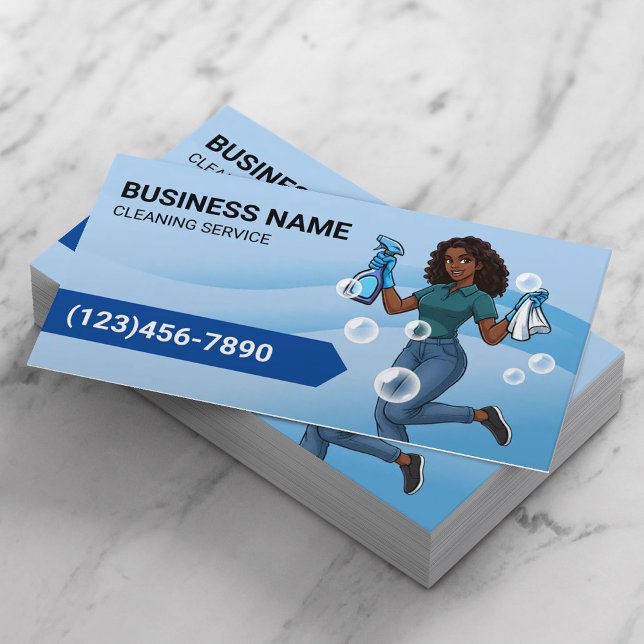 Tarjeta De Visita Personalizado de servicio de limpieza moderna curv (Subido por el creador)