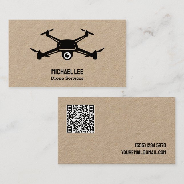 Tarjeta De Visita Personalizado de servicios de drones QR (Anverso / Reverso)