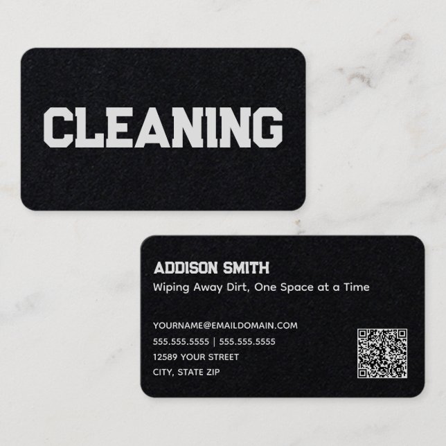 Tarjeta De Visita Personalizado de servicios de limpieza QR (Anverso / Reverso)