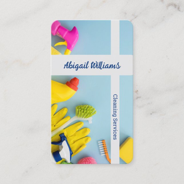 Tarjeta De Visita Personalizado de servicios de limpieza QR (Anverso)